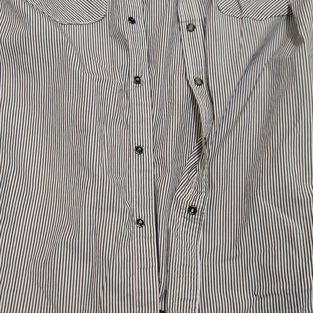 Amer Eagle Outfitters Men’s R, W & B Pinstripe Button-Down (snaps) Shirt. L/G - Picture 9 of 12